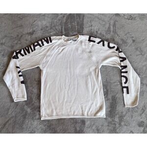 Armani Exchange Spellout Logo Knit Sweater Cream Off-White Raglan Sleeve Men's M